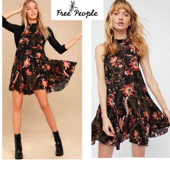 Free People Floral “She Moves” High Neck Slip Dress (xs) - Picture 3 of 16